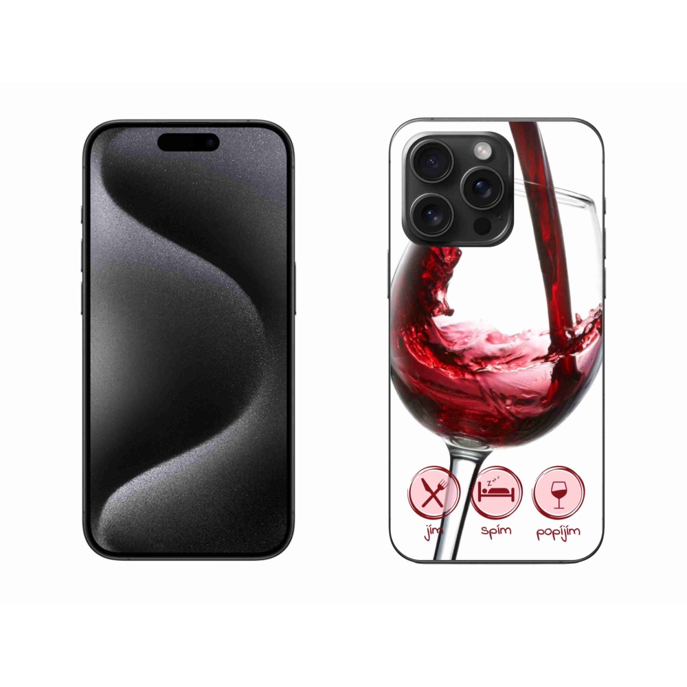 Gelový obal mmCase na iPhone 15 Pro Max - sklenička vína červené