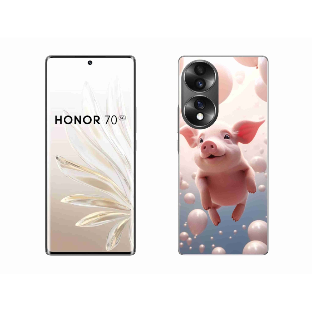 Gelový kryt mmCase na Honor 70 - prasátko s balónky