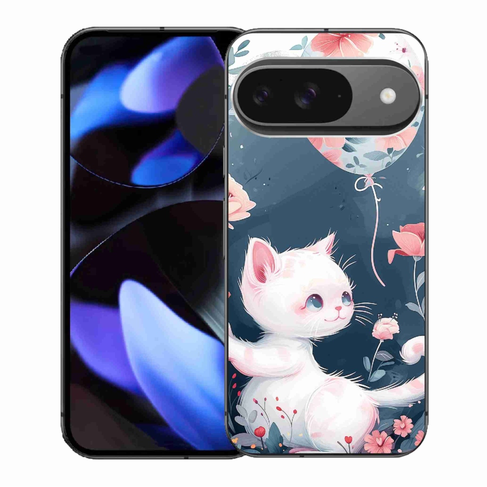 Gelový kryt mmCase na Google Pixel 9/9 Pro - kotě s balónkem