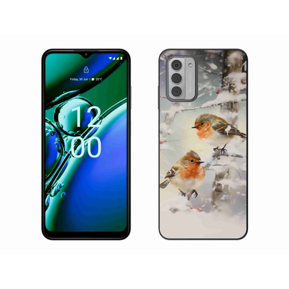 Gelový kryt mmCase na Nokia G42 - ptáčci v zimě