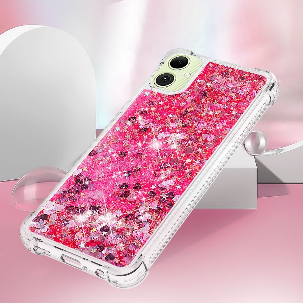 Glitter přesýpací gelový obal na Samsung Galaxy A06 4G - růžový/srdíčka