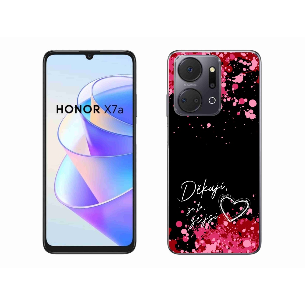 Gelový kryt mmCase na Honor X7a - zamilovaný text 2 černé pozadí