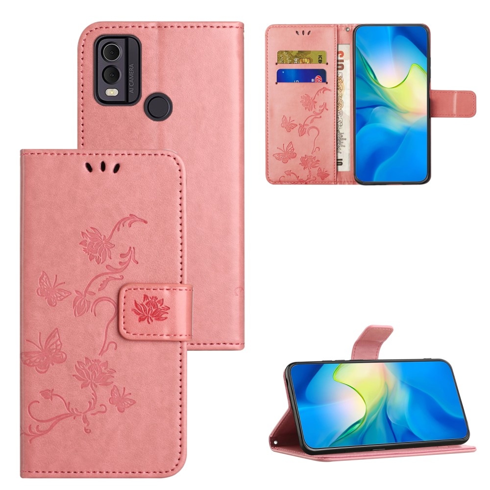 Flower knížkové pouzdro na Nokia C22 - růžové
