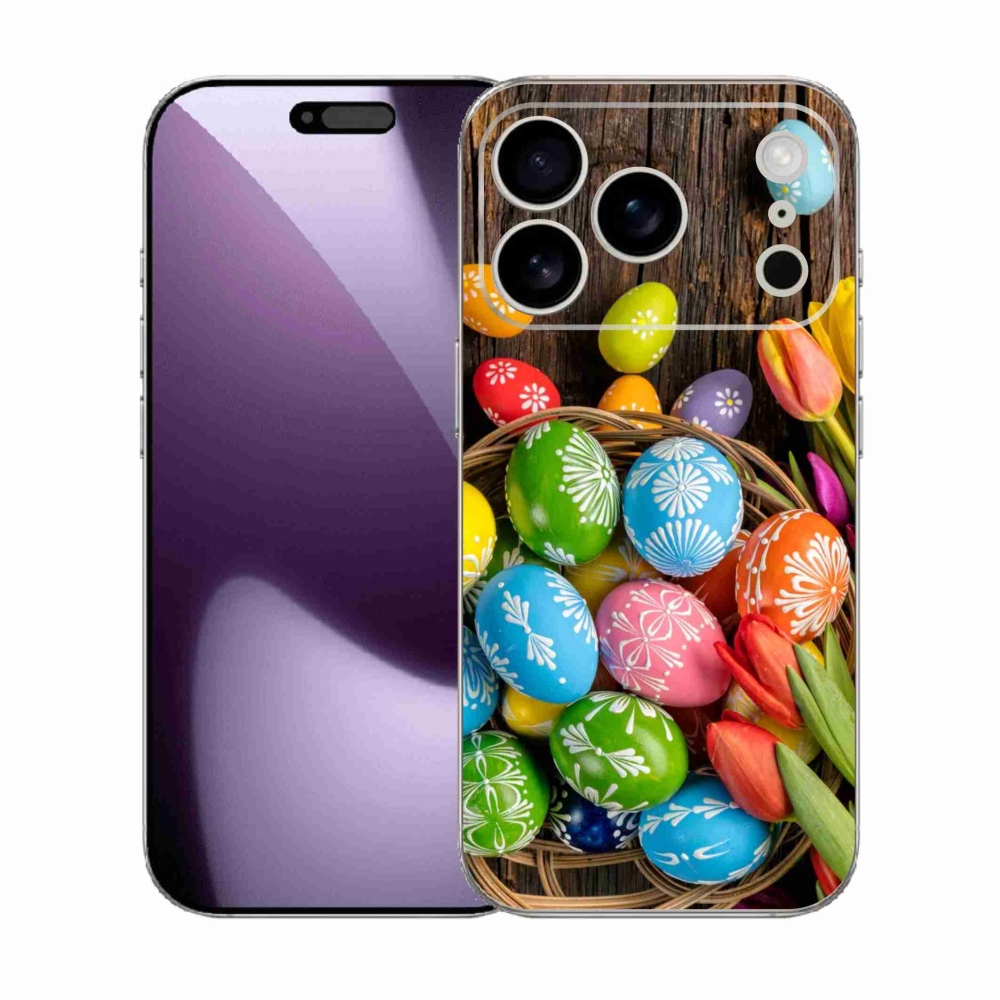 Gelový kryt mmCase na iPhone 17 Pro - velikonoční vajíčka