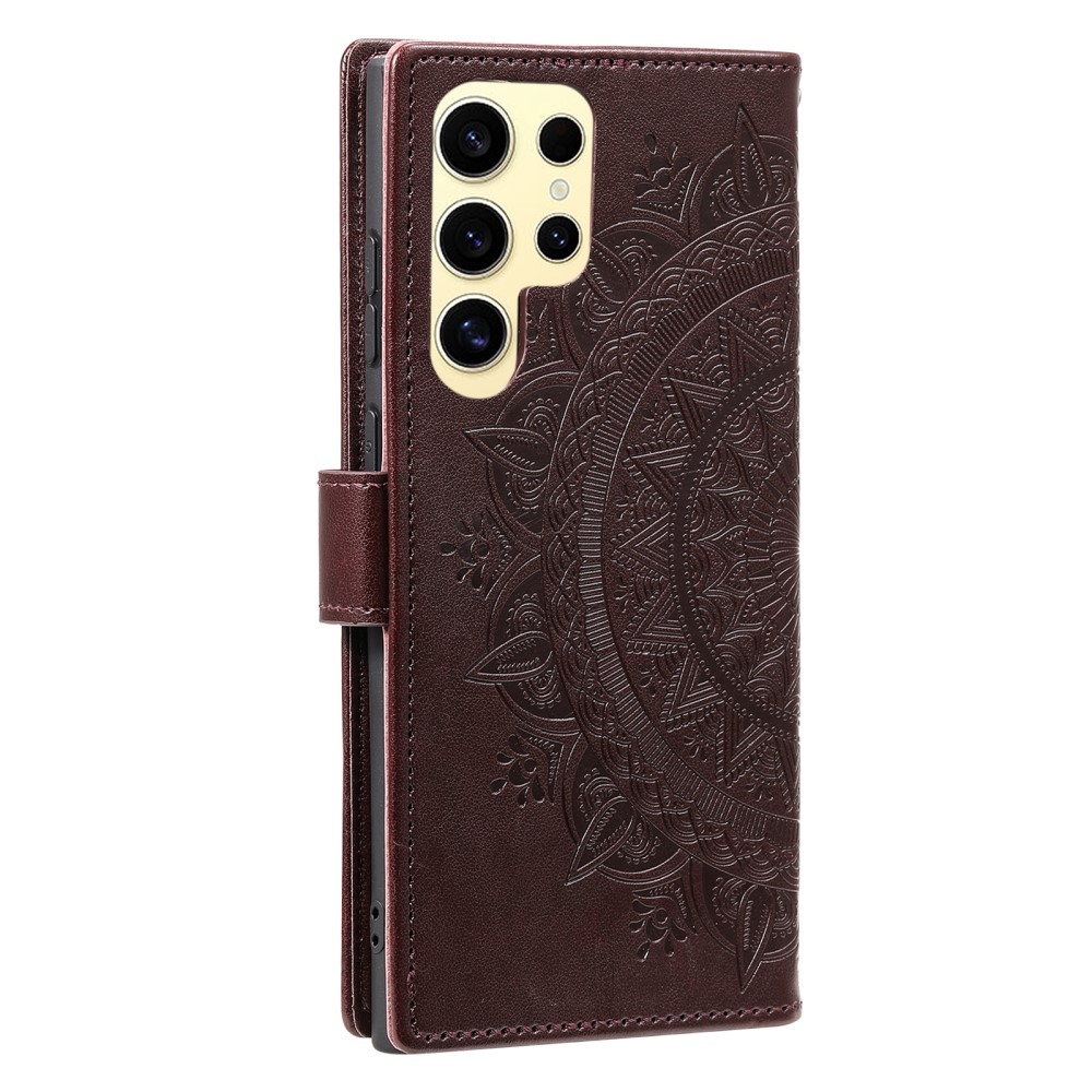 Mandala knížkové pouzdro na Samsung Galaxy S25 Ultra - hnědé