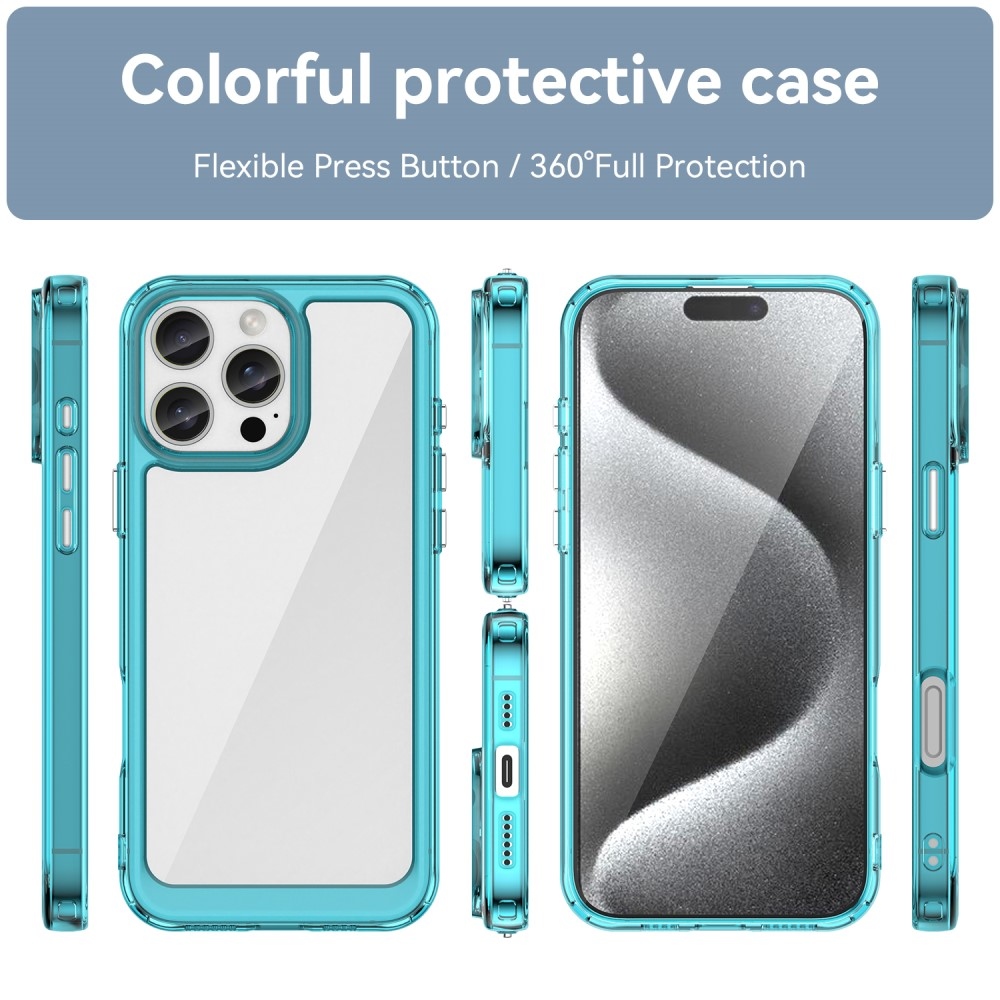 Gelový obal s pevnými zády na iPhone 16 Pro Max - světlemodrý