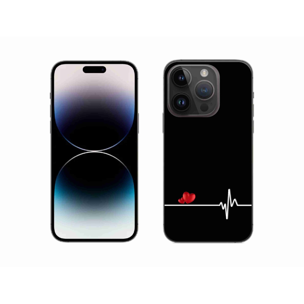 Gelový kryt mmCase na iPhone 14 Pro 6.1 - srdce a tep černé pozadí