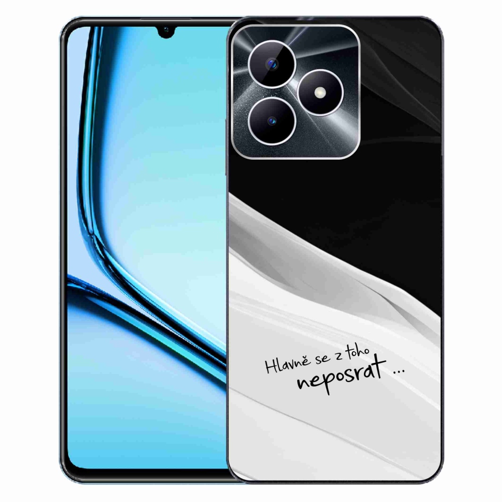 Gelový kryt mmCase na Realme Note 50 - vtipný text 13 bíločerné pozadí