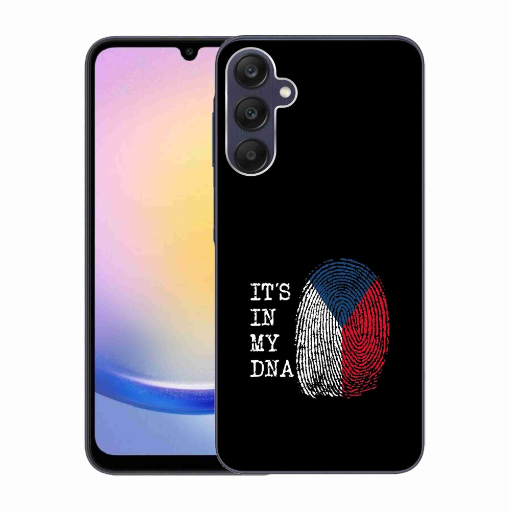 Gelový kryt mmCase na Samsung Galaxy A25 5G - vlajka otisk prstu černé pozadí