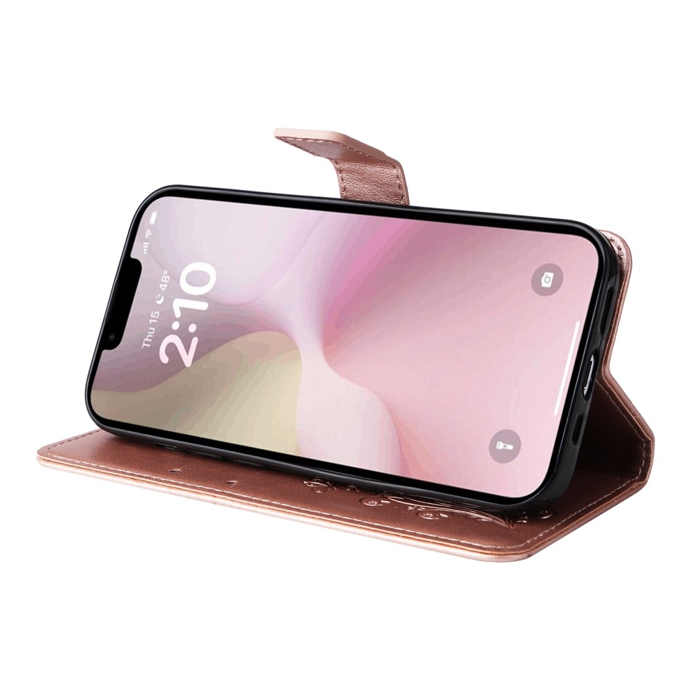 Big Butterfly knížkové pouzdro na iPhone 16e - růžovozlaté