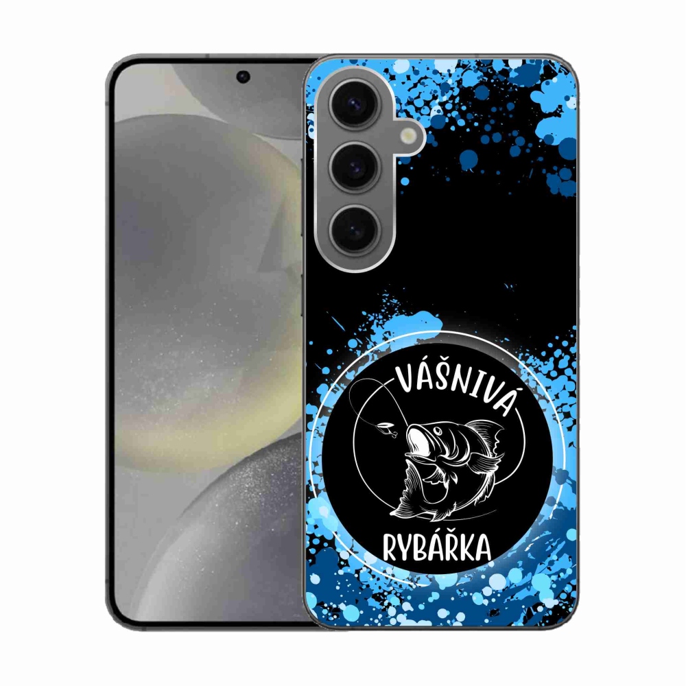 Gelový kryt mmCase na Samsung Galaxy S24 - vášnivá rybářka černé pozadí