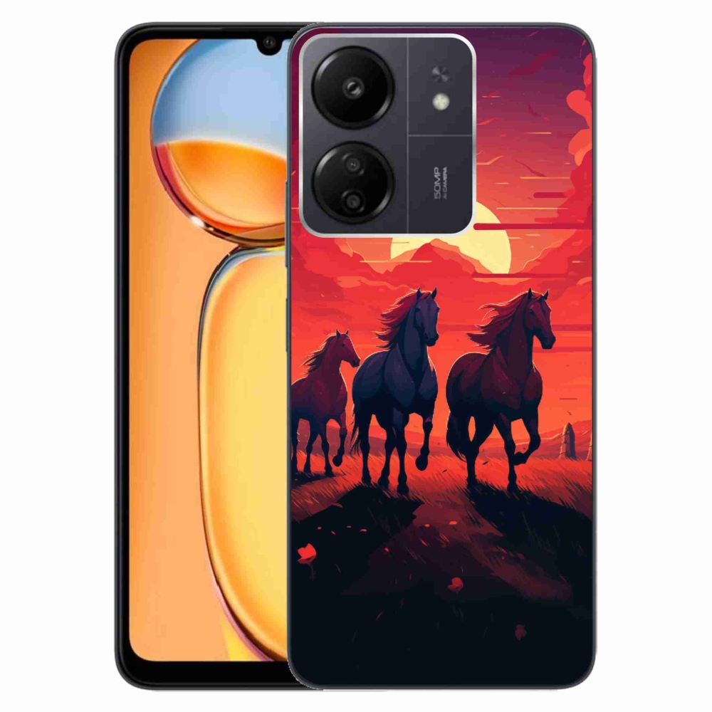 Gelový kryt mmCase na Xiaomi Poco C65/Redmi 13C - koně a západ slunce