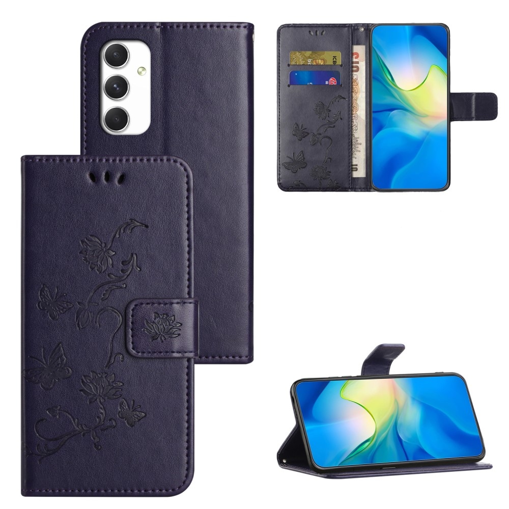 Flower knížkové pouzdro na Samsung Galaxy A16 4G/5G - tmavěfialové