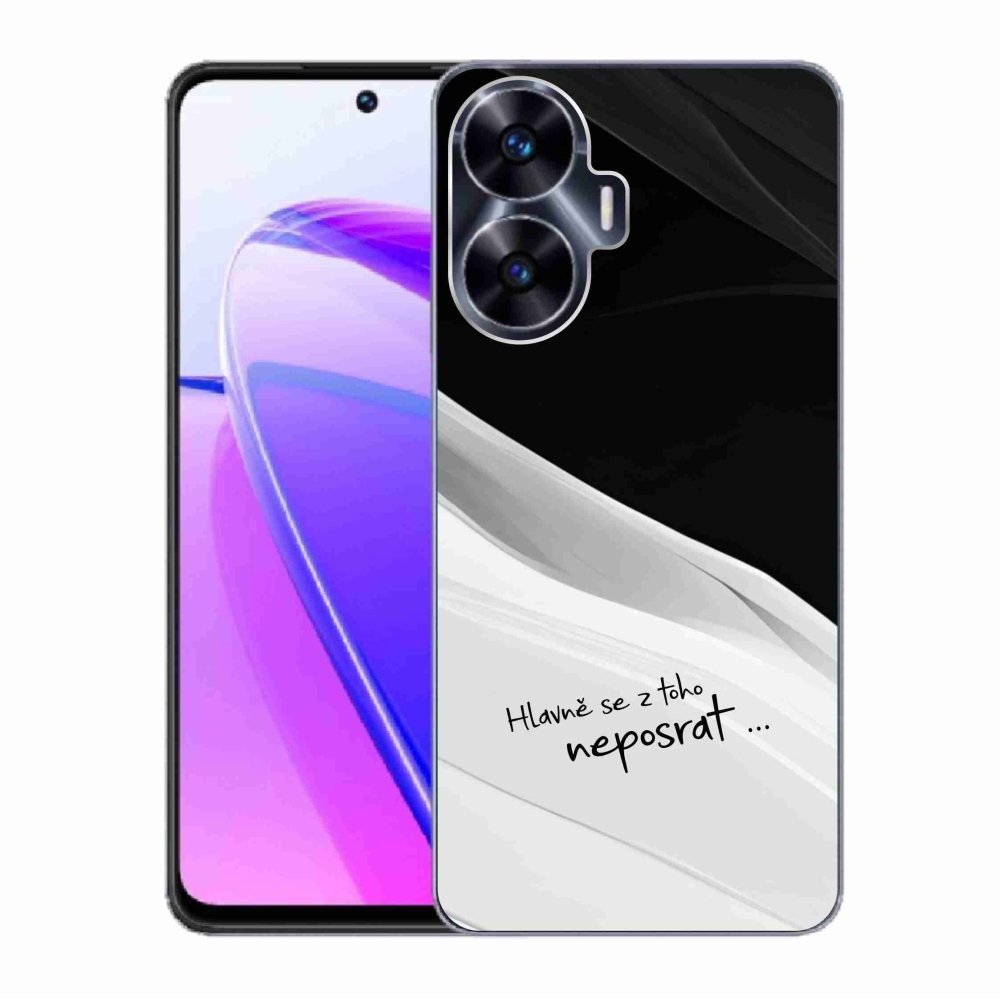 Gelový kryt mmCase na Realme C55 - vtipný text 13 bíločerné pozadí