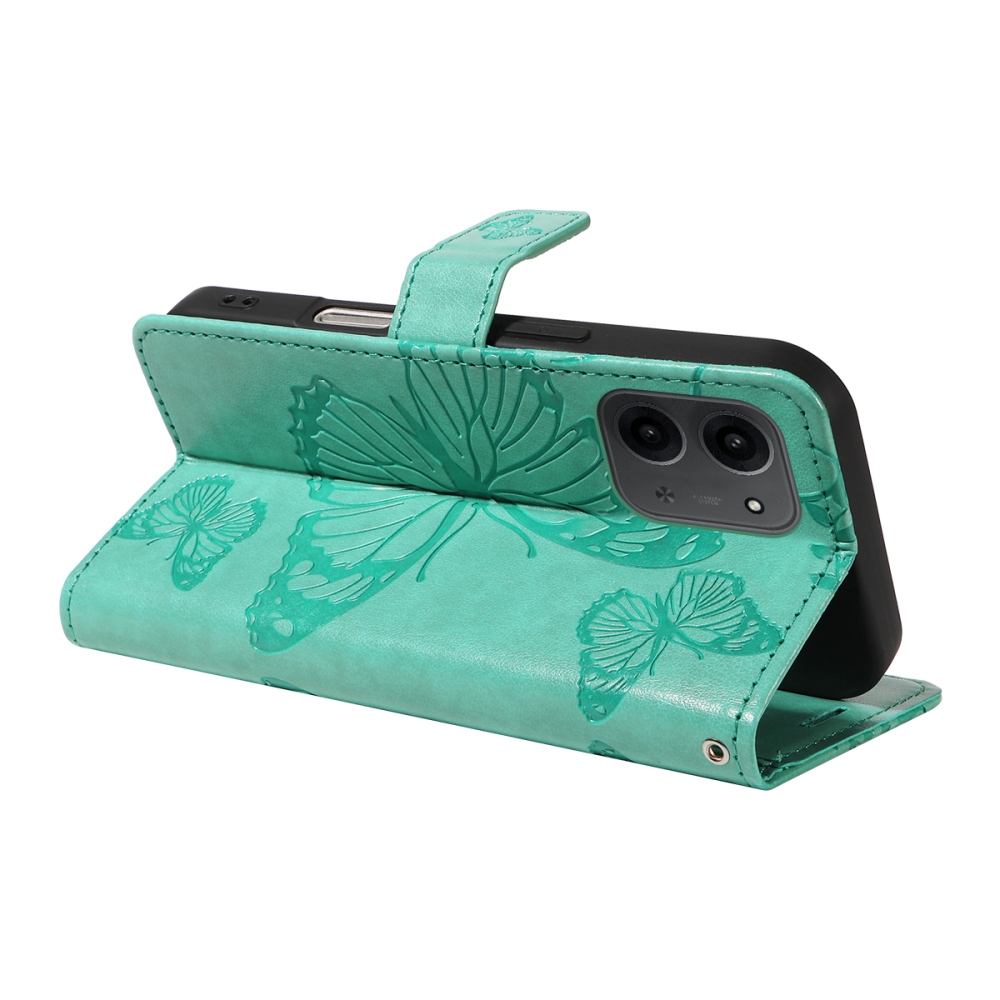 Big Butterfly knížkové pouzdro na Xiaomi Redmi 15C 4G/5G (173mm) - modrozelené