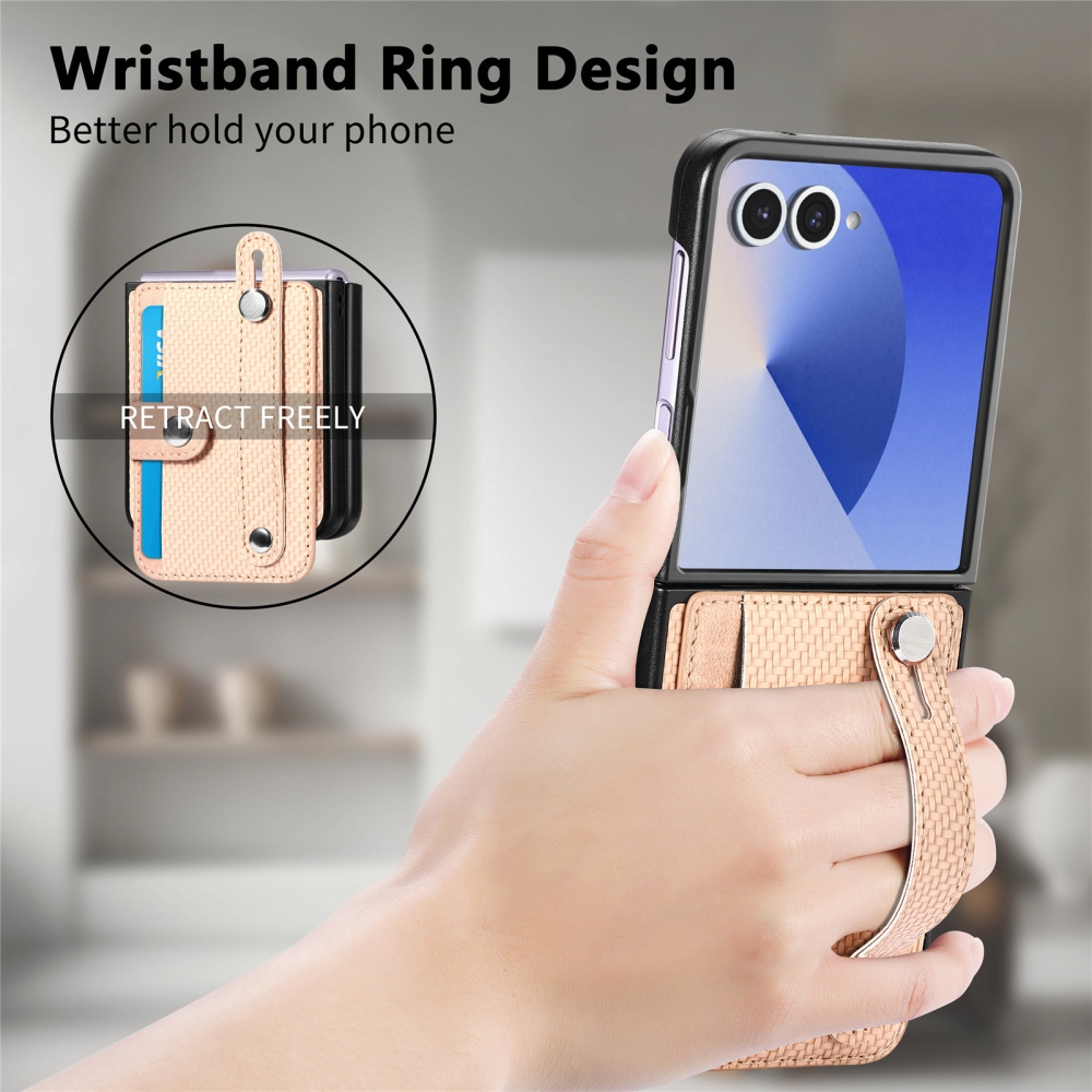 Wrisat plastový kryt s umělou kůží na Samsung Galaxy Z Flip7 5G - khaki