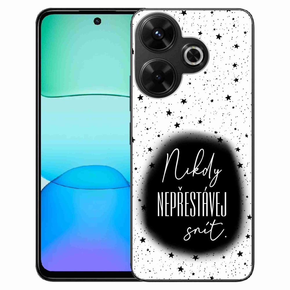 Gelový kryt mmCase na Xiaomi Redmi 13 4G/Poco M6 4G  - citát 1 černobílé pozadí