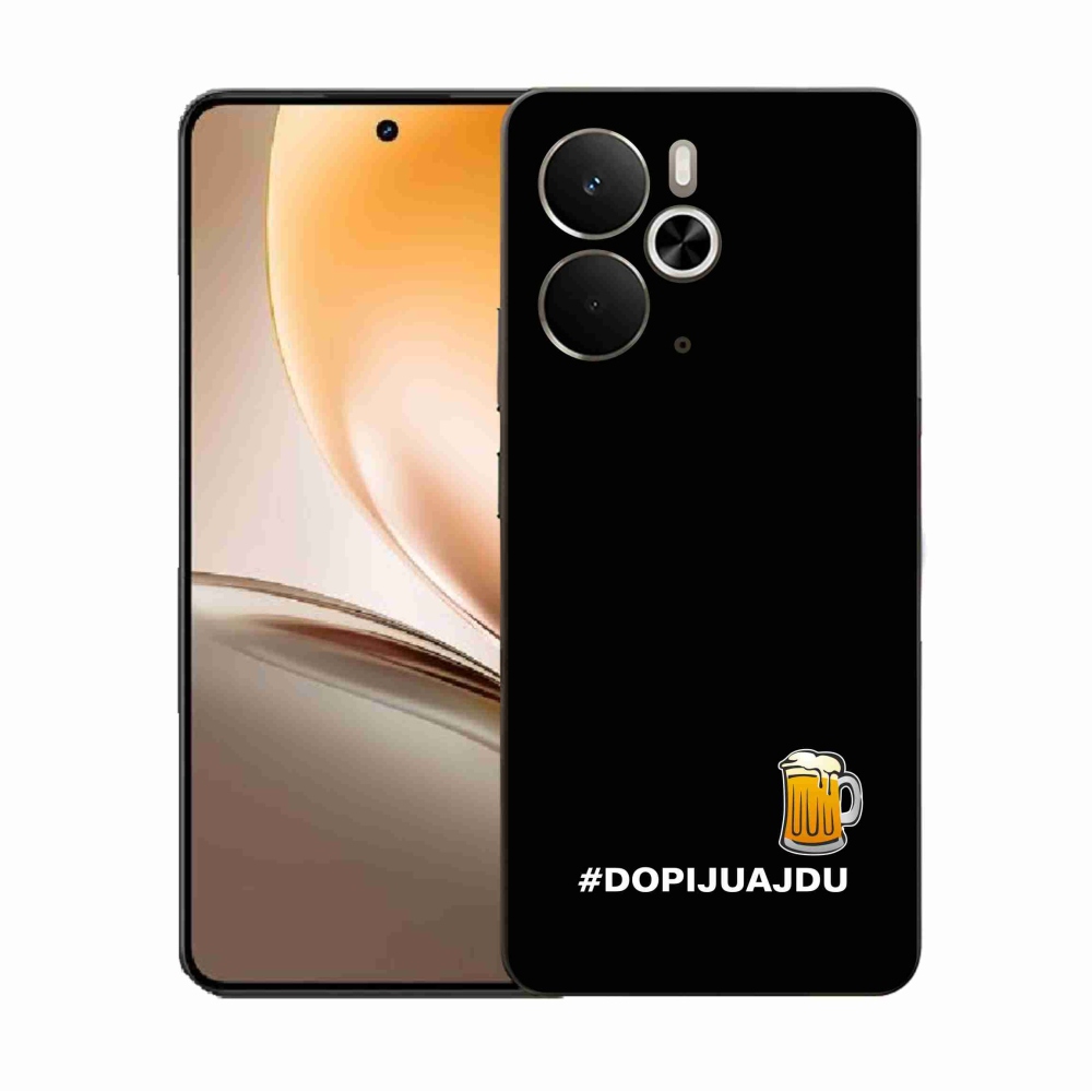 Gelový kryt mmCase na Realme 14 5G - pivní motiv 1 černé pozadí