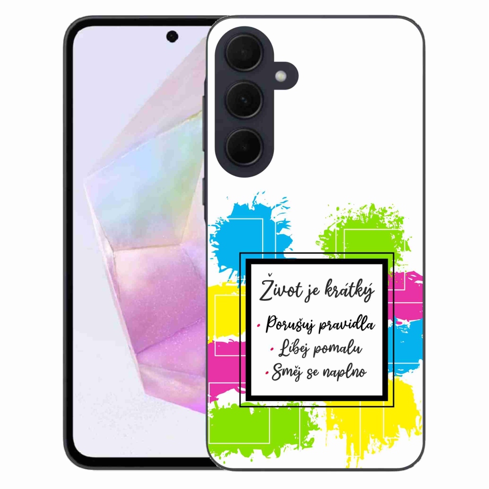 Gelový kryt mmCase na Samsung Galaxy A35 5G - citát 5 bílé pozadí