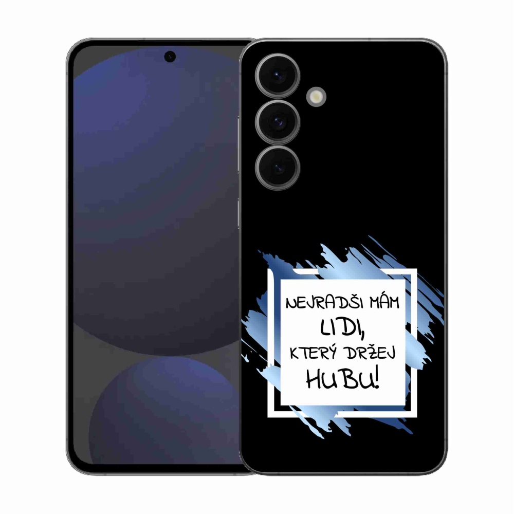 Gelový kryt mmCase na Samsung Galaxy S25 FE - vtipný text 7 bíločerné pozadí
