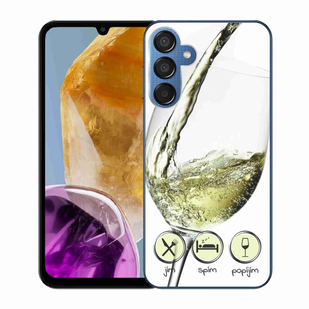 Gelový obal mmCase na Samsung Galaxy M15 5G - sklenička vína bílé