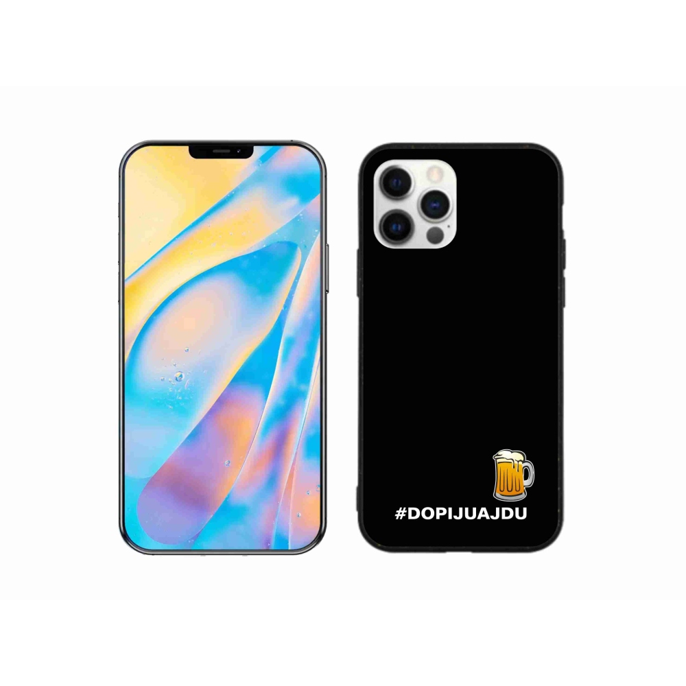 Gelový kryt mmCase na iPhone 12 - pivní motiv 1 černé pozadí