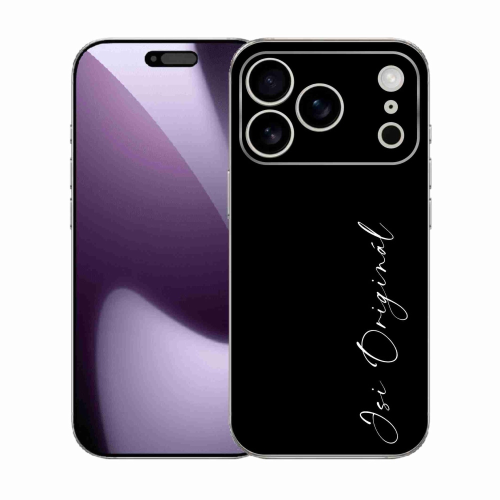 Gelový kryt mmCase na iPhone 17 Pro - jsi originál černé pozadí