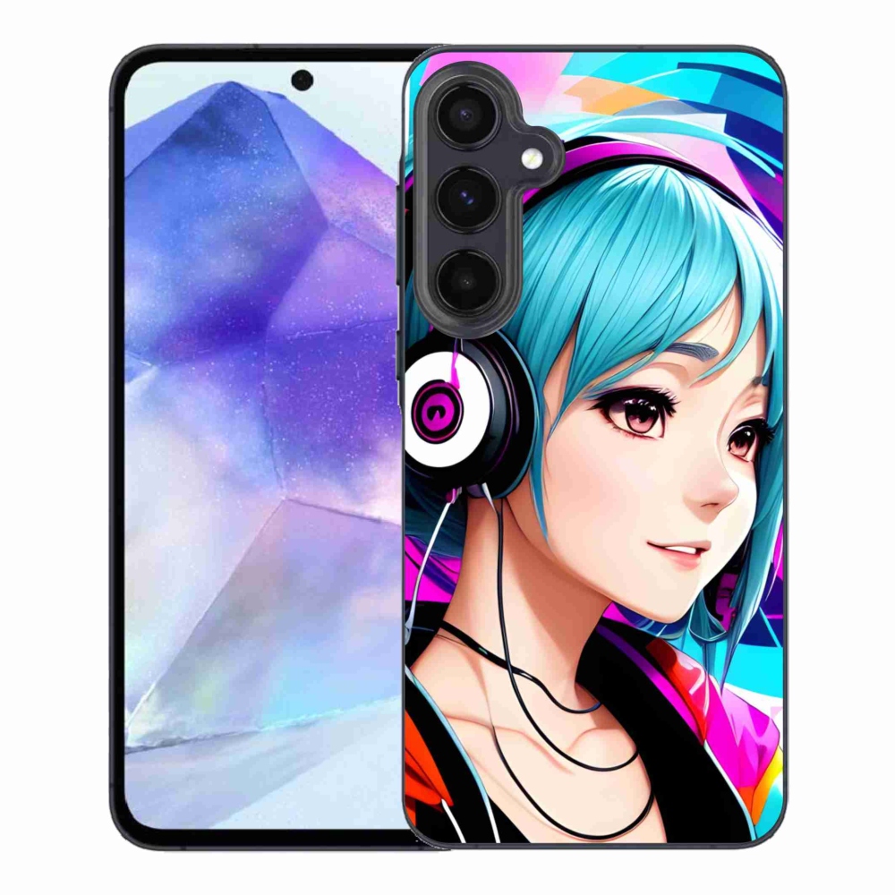 Gelový kryt mmCase na Samsung Galaxy A55 5G - dívka se sluchátky