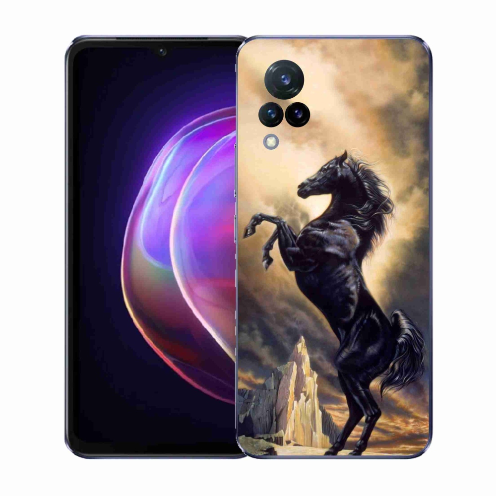 Gelový kryt mmCase na Vivo V21 4G/5G - černý kreslený kůň
