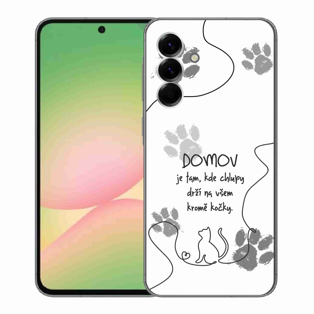 Gelový kryt mmCase na Samsung Galaxy A56 5G - kočičí motiv bílé pozadí