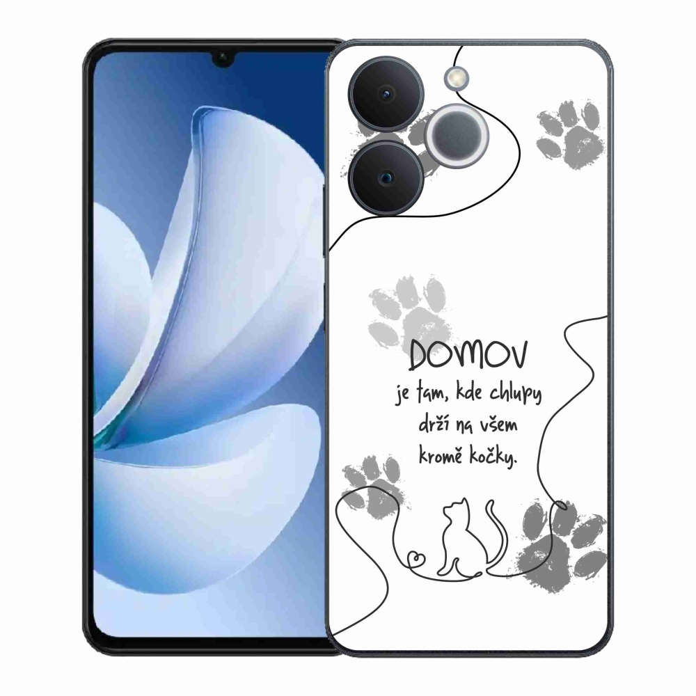 Gelový kryt mmCase na Realme Note 70T - kočičí motiv bílé pozadí