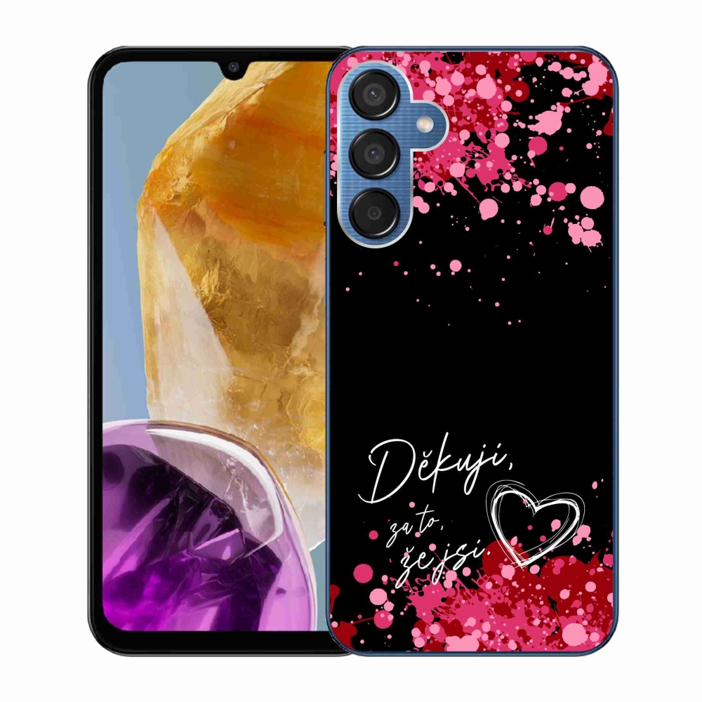 Gelový kryt mmCase na Samsung Galaxy M15 5G - zamilovaný text 2 černé pozadí