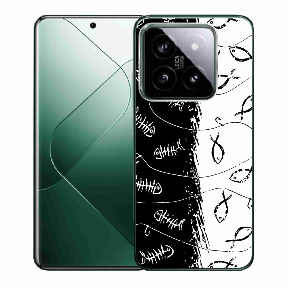 Gelový kryt mmCase na Xiaomi 14 - kostry a rybky