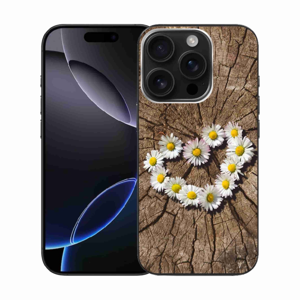 Gelový kryt mmCase na iPhone 16 Pro - srdce z kopretin