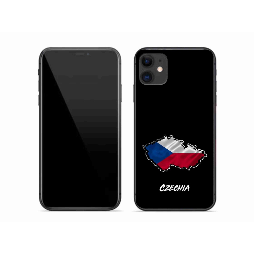 Gelový kryt mmCase na iPhone 11 - Czechia černé pozadí
