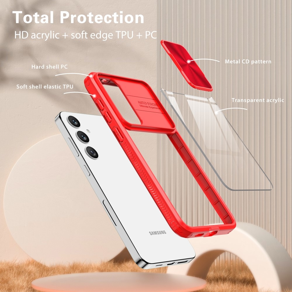Backplate odolný kryt s krytkou fotoaparátu na Samsung Galaxy S25+ - červený