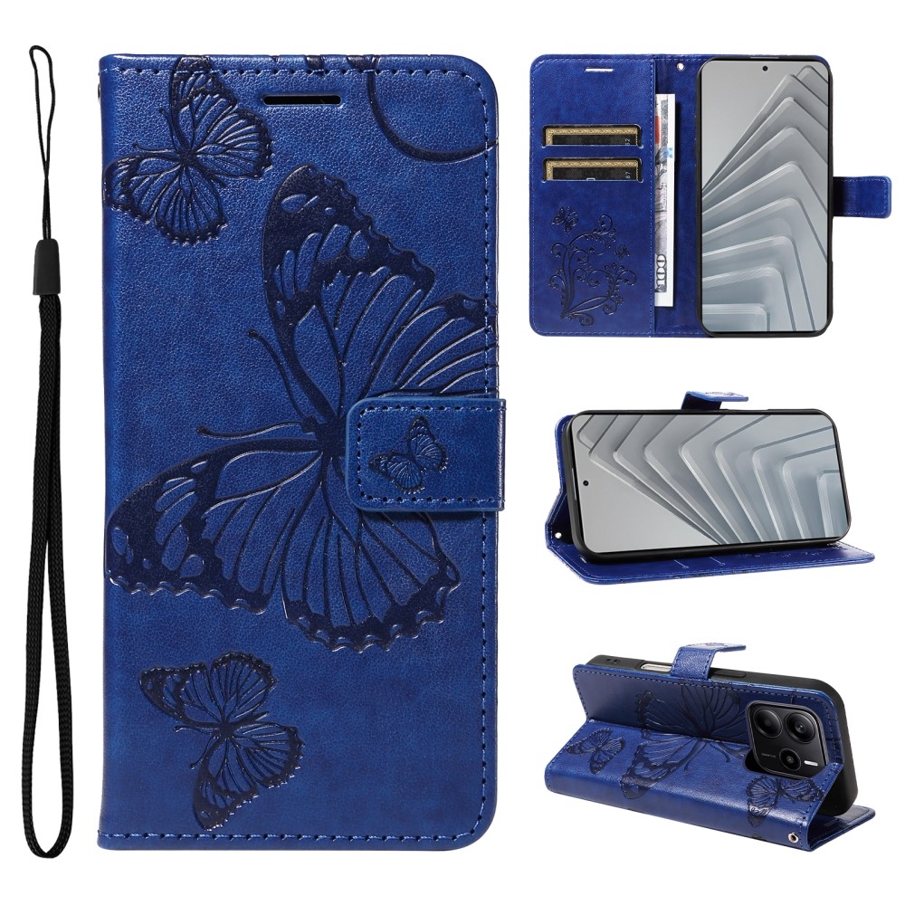 Big Butterfly knížkové pouzdro na Xiaomi Redmi Note 14 - modré