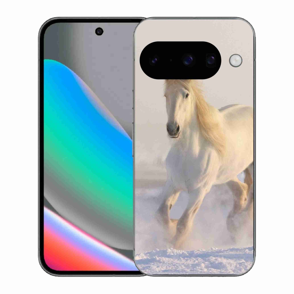 Gelový kryt mmCase na Google Pixel 10 - kůň ve sněhu