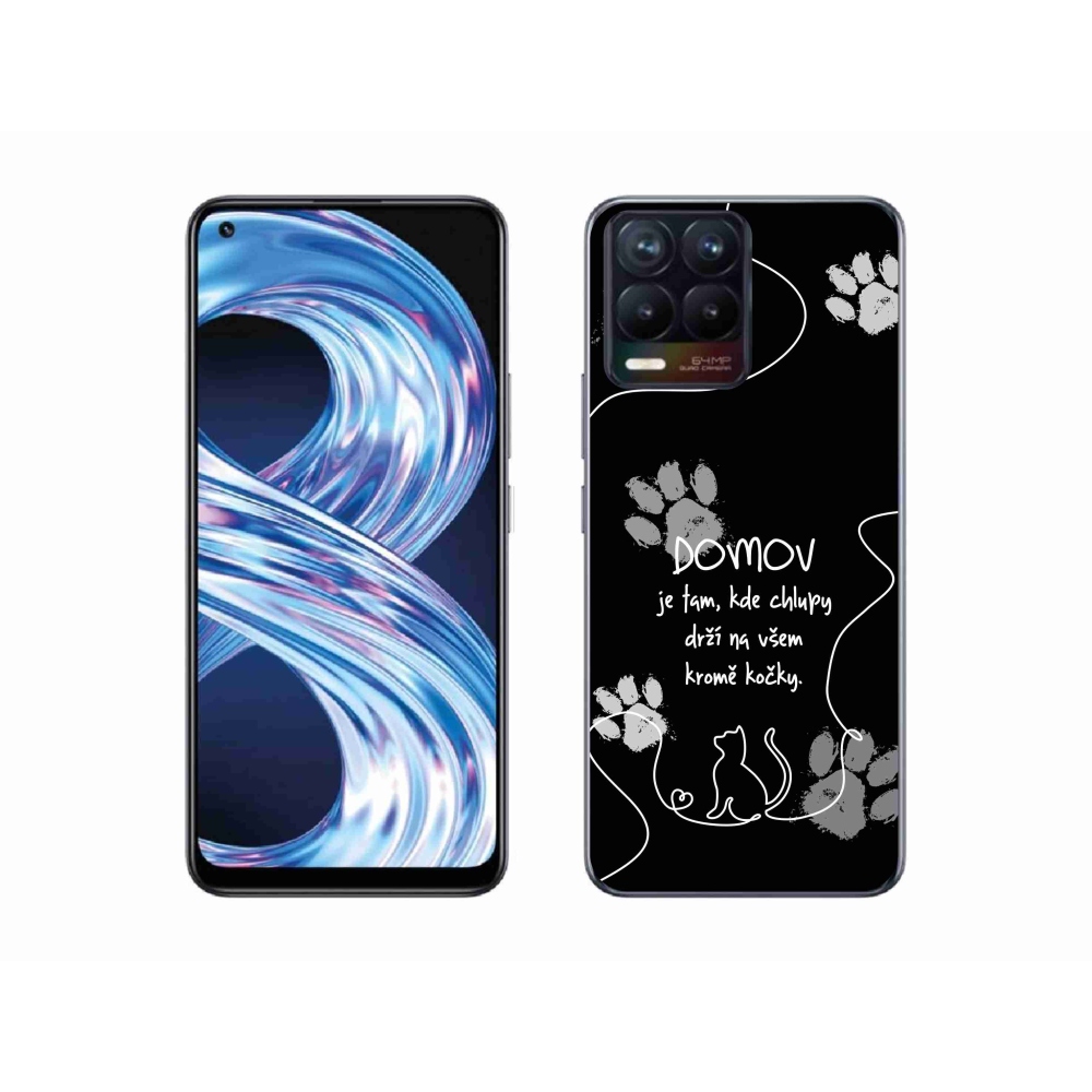 Gelový kryt mmCase na Realme 8 4G - kočičí motiv černé pozadí