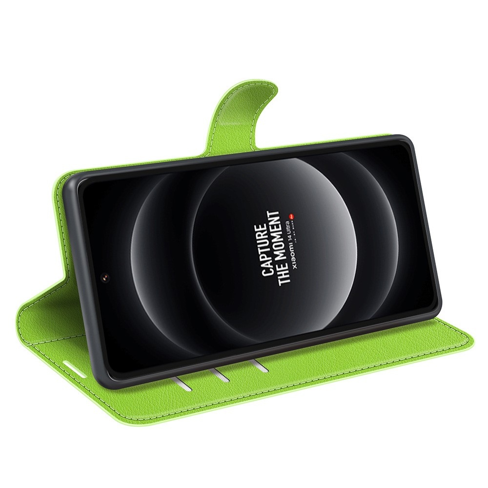 Litchi knížkové pouzdro na Xiaomi 14 Ultra - zelené