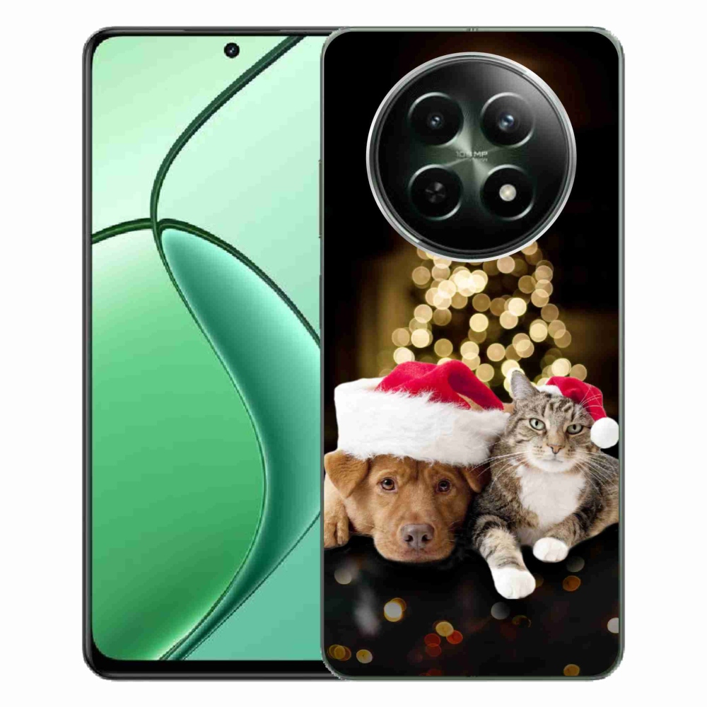 Gelový kryt mmCase na Realme 12 5G/12x 5G - vánoční pes a kočka