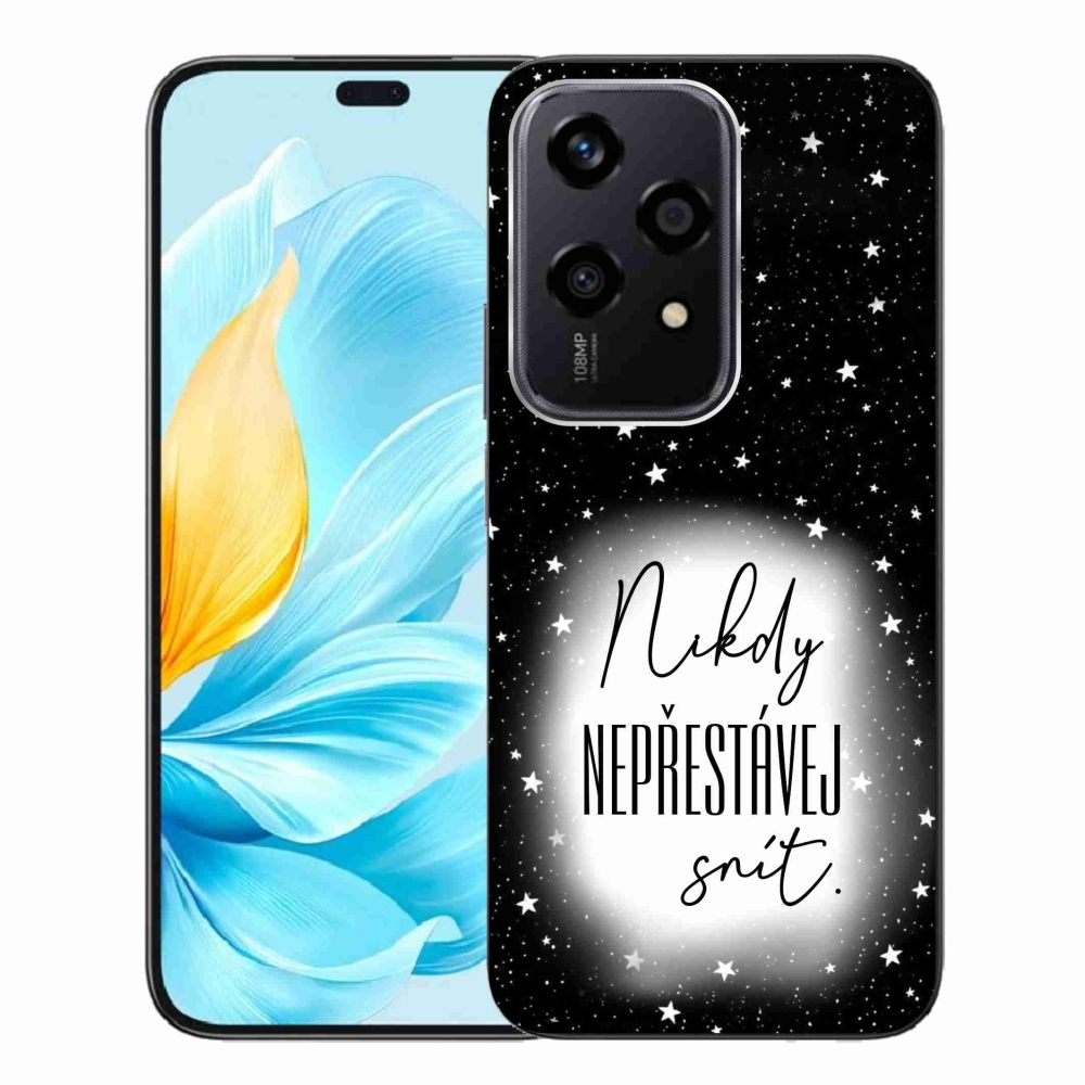 Gelový kryt mmCase na Honor 200 Lite 5G - citát 1 bíločerné pozadí