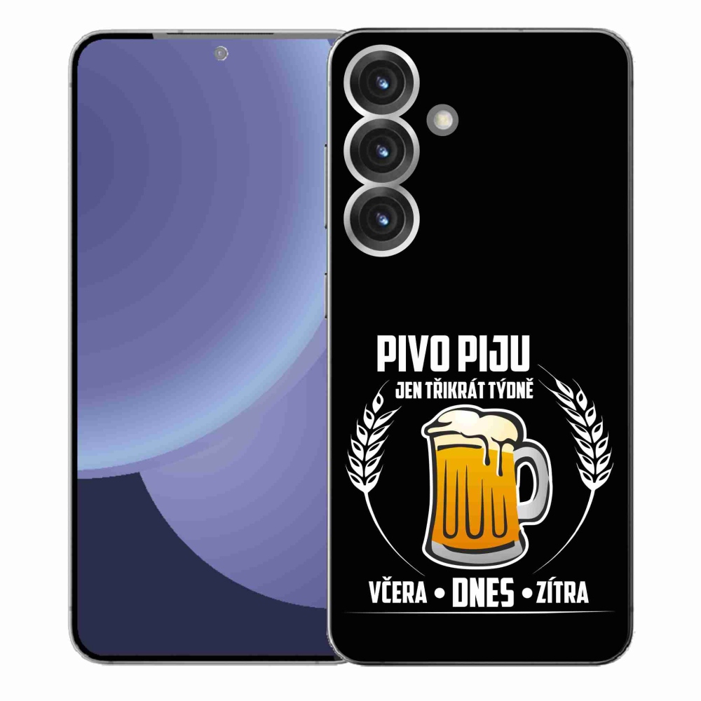 Gelový kryt mmCase na Samsung Galaxy S25+ - pivní motiv černé pozadí