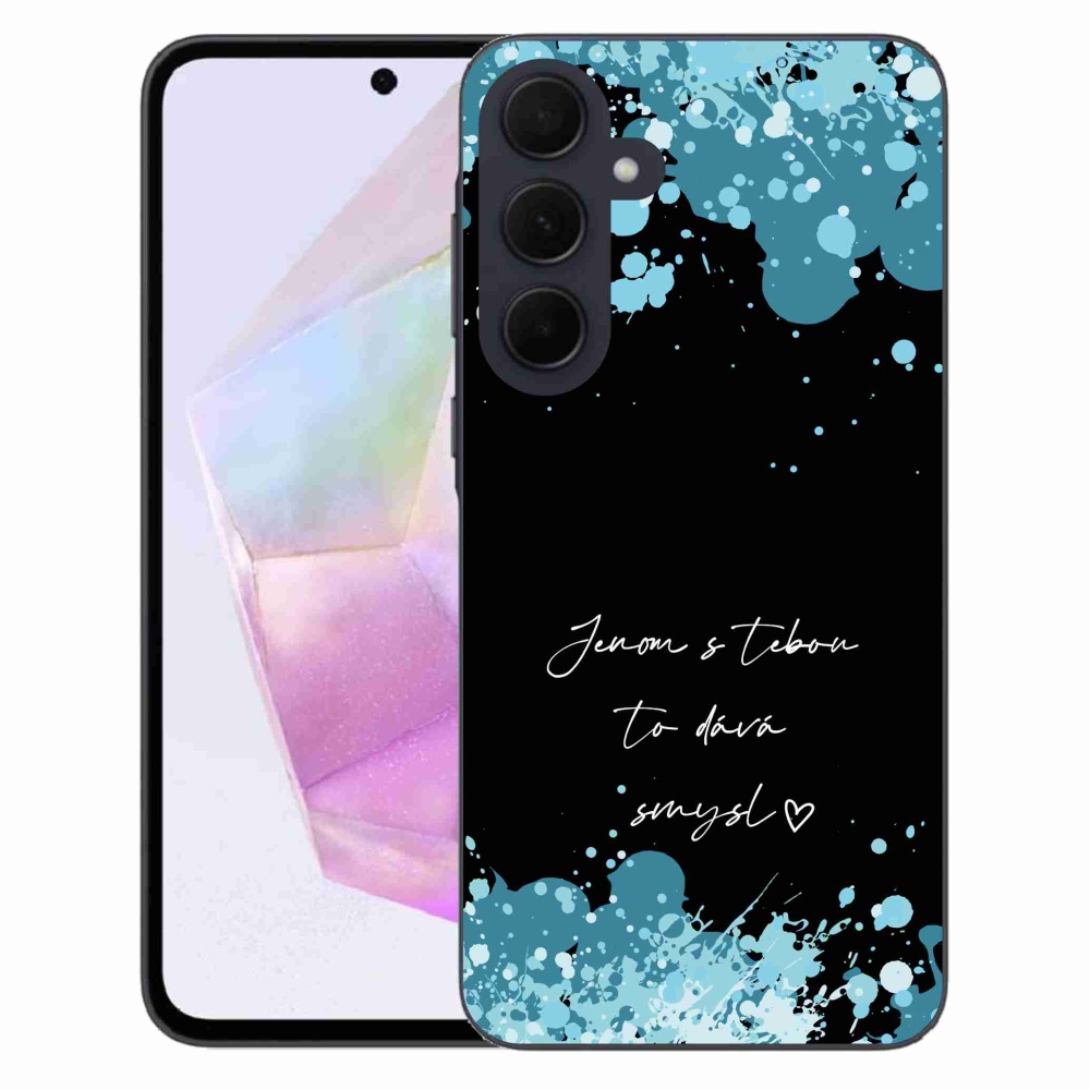 Gelový kryt mmCase na Samsung Galaxy A35 5G - zamilovaný text černé pozadí