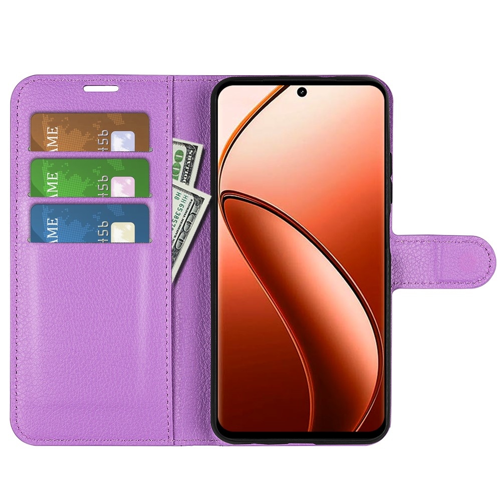 Litchi knížkové pouzdro na Realme 12 Pro 5G/12 Pro+ 5G - fialové