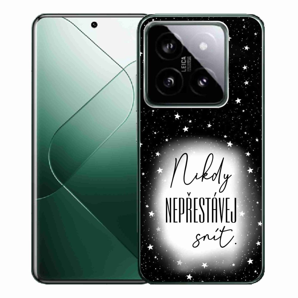 Gelový kryt mmCase na Xiaomi 14 Pro - citát 1 bíločerné pozadí