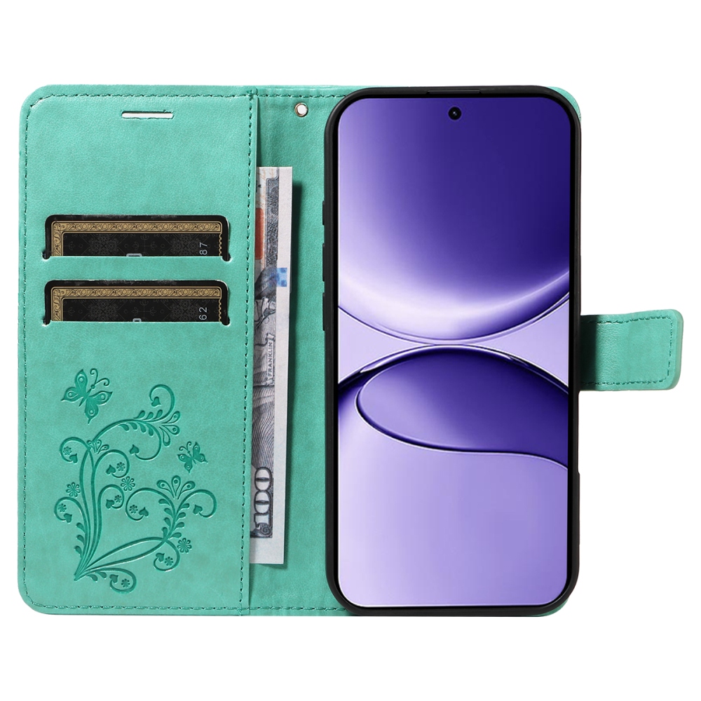 Big Butterfly knížkové pouzdro na Xiaomi Poco F7 5G - modrozelené