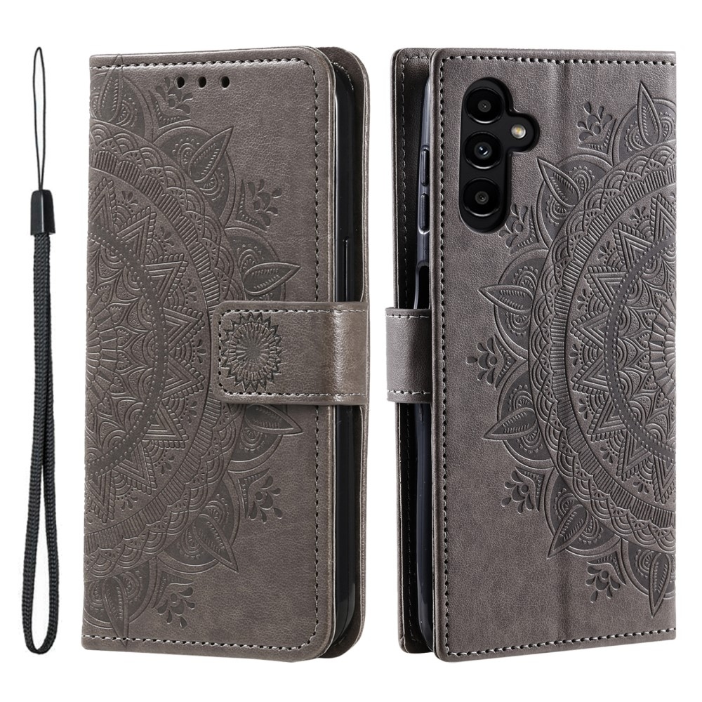 Mandala knížkové pouzdro na Samsung Galaxy A26 5G - šedé