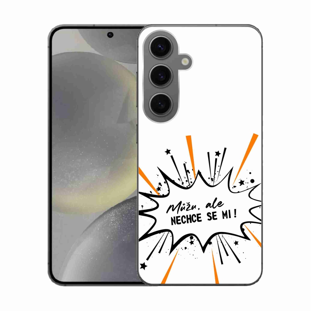 Gelový kryt mmCase na Samsung Galaxy S24 - vtipný text 11 bílé pozadí