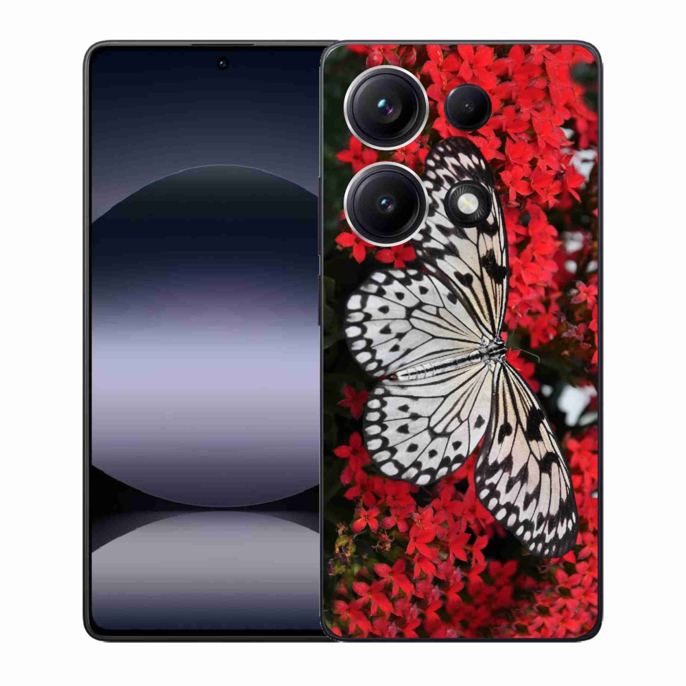 Gelový kryt mmCase na Xiaomi Redmi Note 14S - černobílý motýl 1